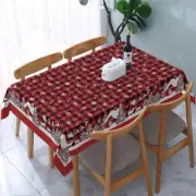 Rectangle Tablecloth Cover Christmas 54x72 Inch Plaid Winter Night Snowflake Red