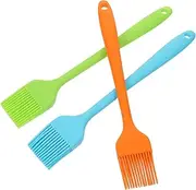 Barbecue Oil Brush 3 Pack Silicone Pastry Brush for Sauce Application BBQ Basting and Baking Random Color