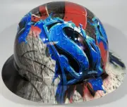 New Full Brim Hard Hat Custom Hydro Dipped SUPERMAN