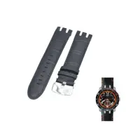 21mm Black Leather Watch Strap For Swatch Irony Retrograde YRS424