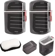 Portable Bar Soap Holder with Lid, 2Pcs Travel Soap Container Soap Holder with Draining Layer,Leakproof Travel Soap Container with Draining Layer,Travel Soap Cases Soap Dish Soap Box with Lid, Black