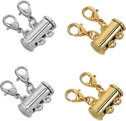 Gogogmee 4pcs Magnetic Lobster Clasp Necklace Layered Jewelry Clasps Tangle Magnetic Jewelry Connectors Silver Necklace Connectors