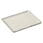 Shigaraki yaki ware Japanese bread dish plate square shape White glaze carving