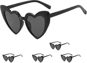 [Generic] 4 Pairs Heart Shaped Glasses, Love Heart Shaped Glasses for Women, Vintage Cat Eye Mod Style Retro Glasses, Fashion Cute Heart Glasses, UV400 Protection Fashion Eyewear Glasses for Ladies
