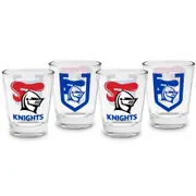 NRL Shot Glass Set of 4 - Newcastle Knights - 50ml