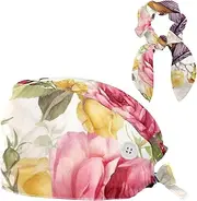 [YTYVAGT] Scrub Caps Women,Scrub Hats Suitable for Women,Floral Vintage Parrot Blossom