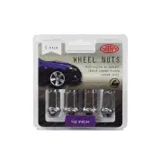SAAS Wheel Nuts Flat Head Bulge 1/2 Inch Chrome 40mm Length - in a Pack of 5
