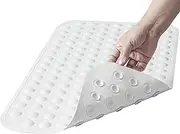 Yanzifly Bathtub Mat - Silicone Soft & Safe Bath Mat with Suction Cups, Anti Slip for Kids & Elderly, Machine Washable - White