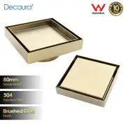 Decaura Floor Waste Drain Shower Grate Tile Insert 80mm Outlet SUS Brushed Gold