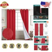 Stylish Blackout Curtains in Rich Red Linen - Thermal Insulation, 2 Panel Set