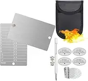 Reliable1st 10 in 1 Stainless Steel Bitcoin Crypto Wallet Kit with Fireproof Waterproof Bag, Engraving Pen, Security Seal for Digital Cryptocurrency Backups Seed Storage Compatible with BIP39 Hardware