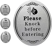 HORIALENCE 4Pcs Please Knock Before Entering Door Sign Stickers Decals for Bedrooms Bathrooms Front Doors Easy to Apply Privacy Reminder for Home Decor