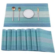 HeloHo Blue Placemats Set of 8Vinyl Table Place Mats Stain Resistant Foldable...
