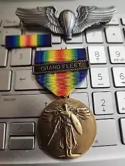 WW1 VICTORY MEDAL W/GRAND FLEET CLASP+RIBBON+BALLOON WINGS