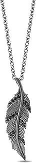[Jewelili] Enchanted Disney Fine Jewelry Black Rhodium Over Sterling Silver 1/10 CTTW Maleficent Villain Pendant