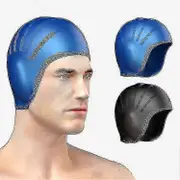 Sports Waterproof Swim Pool Cap Flexible Silicone Gel Ear Bathing Swimming Cap Black