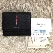 PAUL SMITH Cowhide Tri-fold Wallet Coin Purse Black New