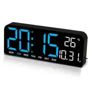 LED Digital Wall Clock Decorative, 10" Digital Alarm Clocks for 10 Inch Blue