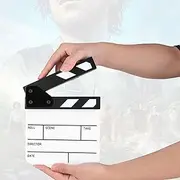 Mini Acrylic Film Movie Directors Clapboard, TV Movie Action Board Film Cut Prop with Pen, Coating Board Slate for Director or Film Fans (Black and White whiteboard PAV1BWE3S)