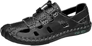 [Asifn] Men's Closed Toe Hiking Sandals Outdoor Adjustable Leather Fisherman Summer Beach Sandal Shoes