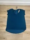 Deletta Anthropologie Cut Out Back Top Women's Cap Sleeves Teal Shirt XL, NWT