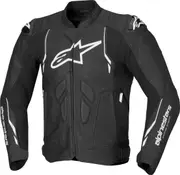 Alpinestars Dusk Motorcycle Leather Jacket, black-white, Size 56 for Men Black White