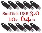 SanDisk 64GB Lot 10 Ultra USB 3.0 Flash Drive USB 3.0 Memory Stick 10 x 64GB