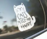 CATS MAKE ME HAPPY VINYL WINDOW DECAL STICKER Adopt Kitten Meow