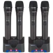 VocoPro 4X UHF Handheld Rechargeable Microphones with 2X Charging Stations,...