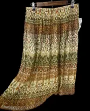 Alfred Dunner Maxi Skirt Crinkle Ikat Earth Tones Long Boho Peasant Festival 14