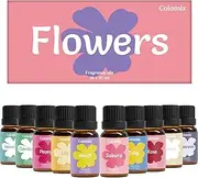 Colomix Top 10 Floral Fragrance Oils Set, Essential Fragrance Oils for Diffusers for Home– Jasmine, Sakura, Rose Oil & More Scents for Candle Making, Soap Making, Diffuser Oil Scents