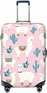 [CADREWY] Llama Cactus Print Travel Suitcase Cover Luggage Protector with Elastic Anti Scratch for Carry On, Black, Medium