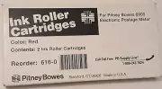 Genuine Pitney Bowes 2 Red Ink Roller Cartridges For 6900 Postage Meter NEW
