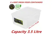 2 x 3.5L Plastic Food Containers Takeaway Meal Storage Lunch Boxes Lid BPA Free