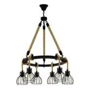 Eglo Rampside 6 Light Rustic Rope Pendant Cluster Light