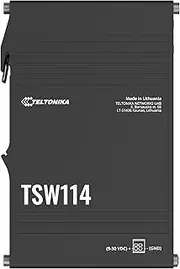 Teltonika TSW114 - DIN Rail Switch, 5x Gigabit Ethernet ports with speeds of up to 1000 Mbps, Integrated DIN rail bracket - PSU excluded (PR3PRAU6)