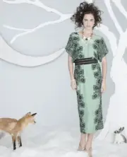 Anthropologie Corey Lynn Calter Plumes Kimono Dress Sz M Peacock Feather Midi