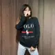 美國百分百【Ralph Lauren】長袖 大學T 大馬 RL T恤 T-shirt 上衣 復古休閒 女 黑色 AR16