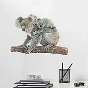 [ROFARSO] Lifelike Lovely Cute Koala Animal 3D Vinyl Wall Stickers Removable Wall Decals Art Decorations Decor for Nursery Baby Bedroom Playroom Living Room Murals