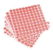 Number Sticker 1-100 Label Number Self Adhesive Red White, Pack of 10
