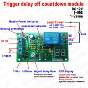DC12V LED Display Adjustable Trigger Timer Time Delay Turn Off Time Relay Switch