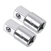 Socket Adapter 3/8" Female to 1/2" Male CR-V Steel Driver & Wrench Tool 2Pieces