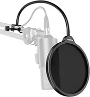 BOILUZIO Premium Microphone Pop Filter - Professional Sound Shield with Flexible Gooseneck Mount for Enhanced Audio Recording, Compatible with Blue Yeti, Blue Snowball, and More