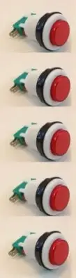 ILLUMINATED GAMING BUTTON (MOMENTARY) COLOR VARIANCE (5 PACK, RED)