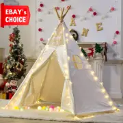 5 Poles Giant Kids Teepee Tent 100% Natural Canvas Children Play Tent
