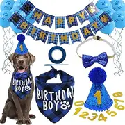 Dog Birthday Party Supplies Set, Scarf, Hat, Bow Tie, Balloons, Banner