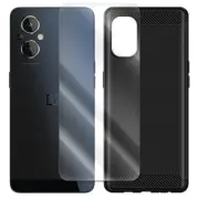 2in1 Tempered Glass Screen Protector Carbon Fiber Case for OnePlus Nord N20 5G