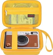 Elonbo Camera Carrying Case Compatible with Fujifilm Instax Mini EVO Instant Camera, Camera Lens Cover Photo Printer Travel Protective Storage Holder, Mesh Pocket Fits Film Charger SD Card, Yellow