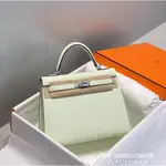 二手精品 愛馬仕 HERMES BIRKIN 25 TOGO皮 氣泡綠 銀釦手提包 托特包 肩背包 單肩包