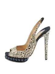 Abstract Suede & Lace Platform Sandals